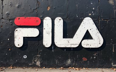 4k, logo fila, graffiti sur le mur, grunge, art créatif grunge, graffiti fila, fila