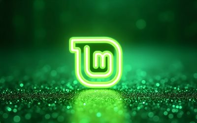 4k, linux minttu vihreä neon  logo, bokeh, os  tuotemerkit, vihreä glitter  tausta, linux mint 3d  logo, brändien logo, linux mint neon  logo, os  logo, linux mint  logo, tuotemerkit, linux  minttu