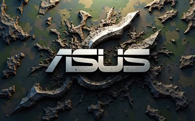 asus 위장 로고, 4k, 창의적인, 위장 배경, 브랜드, asus 군용 로고, 녹색 위장, asus 3d 로고, 작품, asus 로고, asus