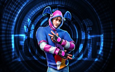k pop fortnite, 4k, 青いスパイラルの背景, fortnite, クリエイティブ, k popスキン, fortnite k popスキン, k pop, fortniteキャラクター