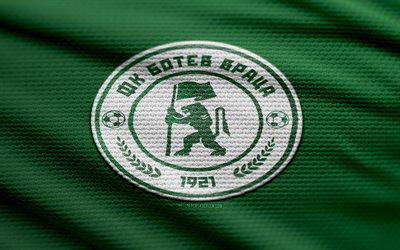 botev vratsa fabric logo, 4k, contexte de tissu vert, parva liga, bokeh, football, botev vratsa logo, botev vratsa emblem, bulgarie, botev vratsa, club de football bulgare, botev vratsa fc