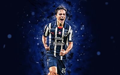 iker fimbres, 4k, siniset neonvalot, monterrey fc, liga mx, meksikolaiset jalkapalloilijat, iker fimbres 4k, jalkapallo, vrt monterrey, iker fimbres monterrey