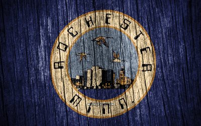 4K, Flag of Rochester, american cities, Day of Rochester, USA, wooden texture flags, Rochester flag, Rochester, State of Rochester, cities of Rochester, US cities, Rochester Minnesota