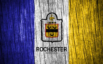 4k, drapeau de rochester, villes américaines, jour de rochester, états-unis, drapeaux de texture en bois, rochester, état de new york, villes de new york, rochester new york
