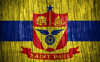 4K, Flag of Saint Paul, american cities, Day of Saint Paul, USA, wooden texture flags, Saint Paul flag, Saint Paul, State of Minnesota, cities of Minnesota, US cities, Saint Paul Minnesota