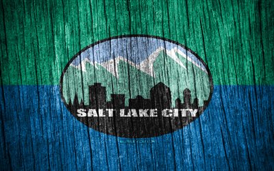 4k, drapeau de salt lake city, villes américaines, jour de salt lake city, états-unis, drapeaux de texture en bois, salt lake city, état de l utah, villes de l utah, salt lake city utah