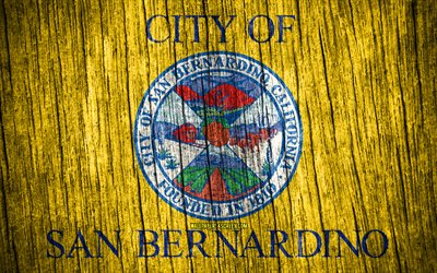 4k, サンバーナーディーノの旗, アメリカの都市, サンベルナルディーノの日, アメリカ合衆国, 木製のテクスチャフラグ, サンバーナーディーノ, カリフォルニア州, カリフォルニアの都市, 米国の都市, サンベルナルディーノカリフォルニア