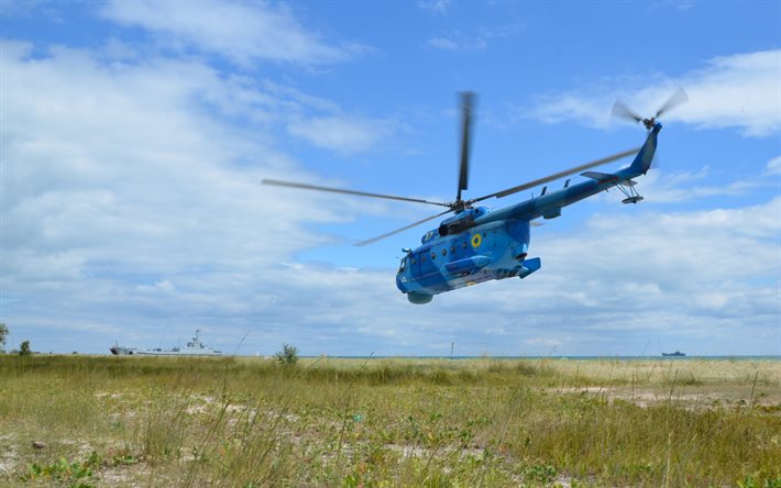 mi-14pl, ukrayna askeri helikopteri, ukrayna donanması, amfibi denizaltı karşıtı helikopter, mi-14, gökyüzünde helikopter, askeri helikopterler, ukrayna