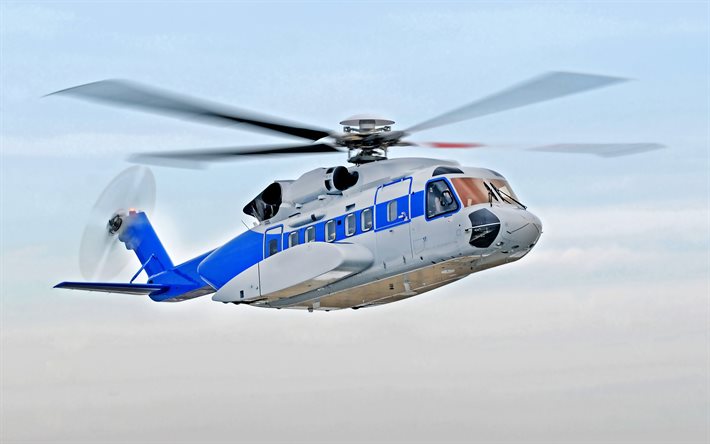 Sikorsky S-92, flying helicopters, civil aviation, white helicopter, aviation, Sikorsky, pictures with helicopter, multipurpose helicopters, civil aircraft, S-92, Sikorsky Aircraft
