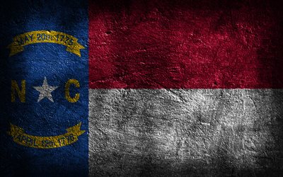 4k, North Carolina State flag, stone texture, Flag of North Carolina State, North Carolinaflag, Day of North Carolina, grunge art, North Carolina, North Carolina State, American states, USA