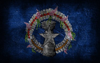 4k, Northern Mariana Islands flag, stone texture, Flag of Northern Mariana Islands, stone background, Day of Northern Mariana Islands, grunge art, Northern Mariana Islands