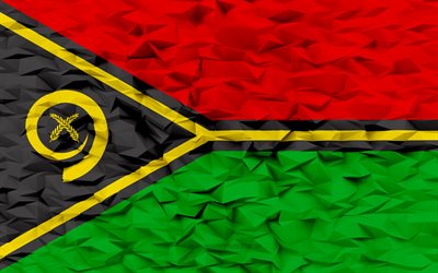 bandiera di vanuatu, 4k, sfondo poligono 3d, bandiera vanuatu, struttura del poligono 3d, giorno di vanuatu, bandiera 3d vanuatu, simboli nazionali vanuatu, arte 3d, vanuatu
