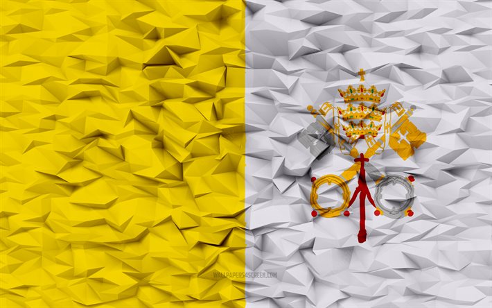 flagge der vatikanstadt, 4k, 3d-polygon-hintergrund, 3d-polygon-textur, tag der vatikanstadt, 3d-flagge der vatikanstadt, nationale symbole der vatikanstadt, 3d-kunst, vatikanstadt