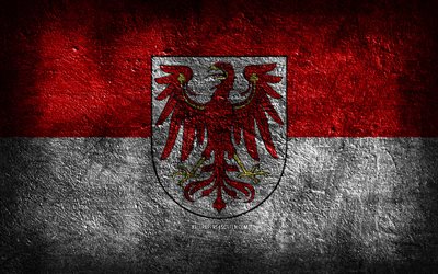 4k, Brandenburg flag, stone texture, Flag of Brandenburg, Tennessee flag, Day of Brandenburg, grunge art, Brandenburg, German national symbols, Brandenburg State, German states, Germany