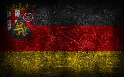 4k, ラインラントプファルツ州旗, 石の質感, ラインラントプファルツ州の旗, ラインラントプファルツ州の日, ドイツの国家のシンボル, ラインラントプファルツ州, ドイツ