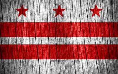 4k, ワシントンの旗, アメリカの都市, ワシントンの日, アメリカ合衆国, 木製のテクスチャフラグ, ワシントン, コロンビア州, コロンビアの都市, 米国の都市, ワシントンコロンビア