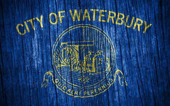 4k, bandera de waterbury, ciudades americanas, día de waterbury, ee uu, banderas de textura de madera, waterbury, estado de connecticut, ciudades de connecticut, ciudades de ee uu, waterbury connecticut