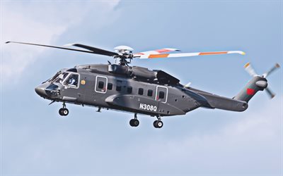 sikorsky s-92, lähikuva, lentävät helikopterit, siviili-ilmailu, harmaa helikopteri, ilmailu, sikorsky, kuvia helikopterilla, monitoimihelikopterit, siviililentokone, s-92, sikorsky aircraft