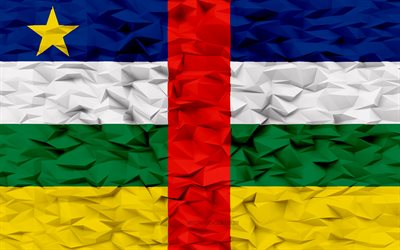 Flag of Central African Republic, 4k, 3d polygon background, Central African Republic flag, 3d polygon texture, Day of Central African Republic, 3d Central African Republic flag, Central African Republic