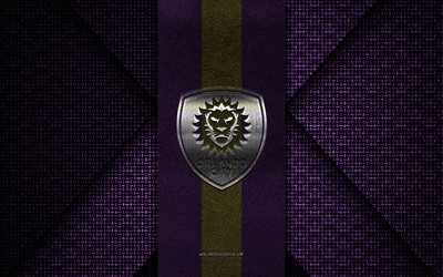 Orlando City SC, MLS, purple knitted texture, Orlando City SC logo, American soccer club, Orlando City SC emblem, soccer, Florida, USA