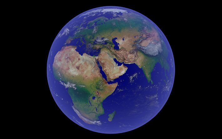 4k, Africa from space, Asia from space, galaxy, sci-fi, stars, universe, Earth from space, NASA, planets, Earth