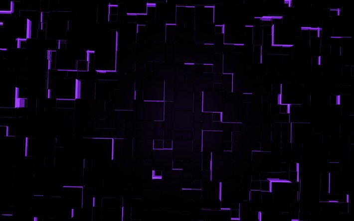 black purple 3d cubes background, 3d digital art background, 3d cubes background, purple neon lights, purple light 3d background, creative red 3d background