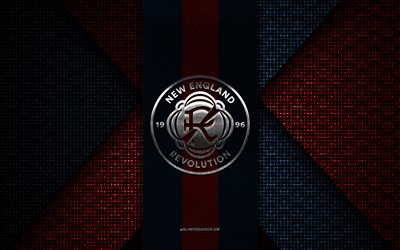 new england revolution, mls, blå röd stickad textur, new england revolution logotyp, amerikansk fotbollsklubb, new england revolution emblem, fotboll, massachusetts, usa