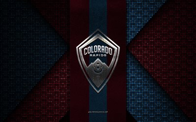 Colorado Rapids, MLS, blue red knitted texture, Colorado Rapids logo, American soccer club, Colorado Rapids emblem, soccer, Colorado, USA