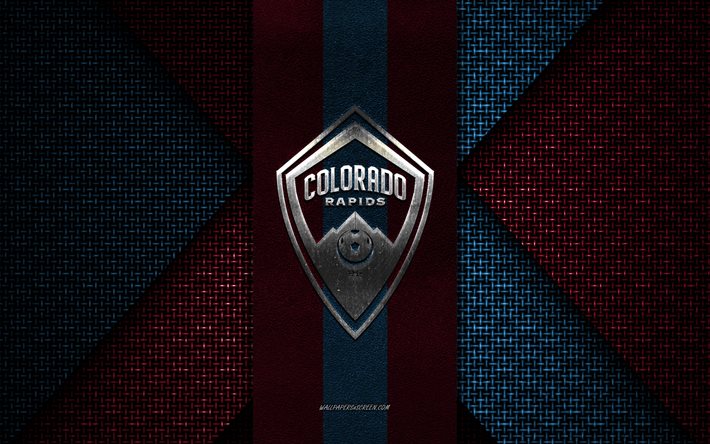 colorado rapids, mls, blå röd stickad textur, colorado rapids logotyp, amerikansk fotbollsklubb, colorado rapids emblem, fotboll, colorado, usa