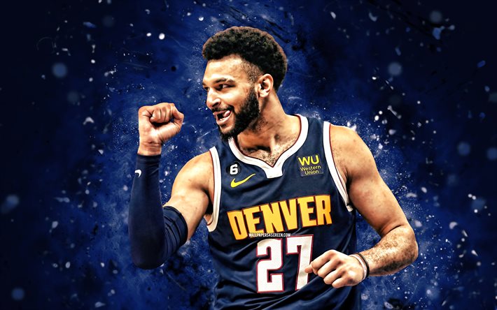 4k, jamal murray, 2023, blå neonljus, denver nuggets, nba, basketboll, bruce brown 4k, blå abstrakt bakgrund, bruce brown denver nuggets