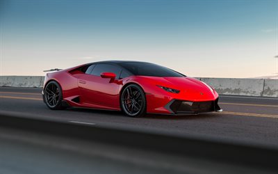 4k, Lamborghini Huracan, highway, 2022 cars, supercars, Red Lamborghini Huracan, HDR, italian cars, Lamborghini