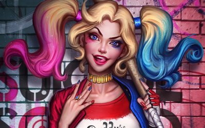 Harley Quinn, 5k, los personajes de DC Comics, arte