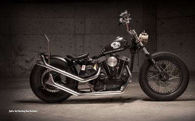 bike, Harley-Davidson, Rat Bobber, retro motorcycles