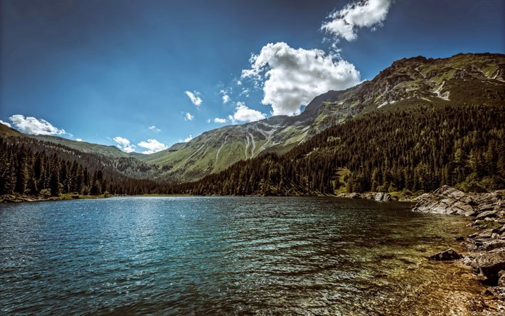 النمسا, التلال, البحيرة, الجبال, مناظر طبيعية جميلة