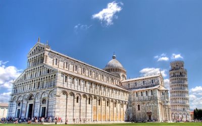 the leaning tower of pisa, the pisa cathedral, pisa, italy, pisa cathedral