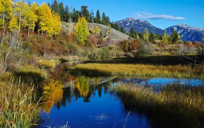 las montañas, el lago, otoño, paisaje hermoso