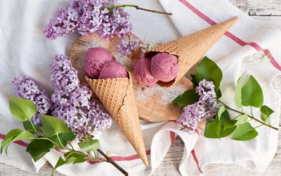 sorvete de groselha, sobremesa, doces, sorvete, lilás