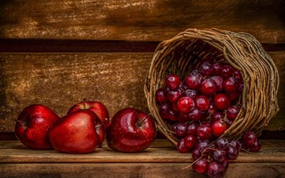 apples, red apple, photo, grapes