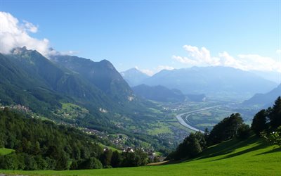 montagne, la valle, il principato del liechtenstein, europa