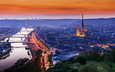 capital of normandy, rouen, france, the city, evening, normandy