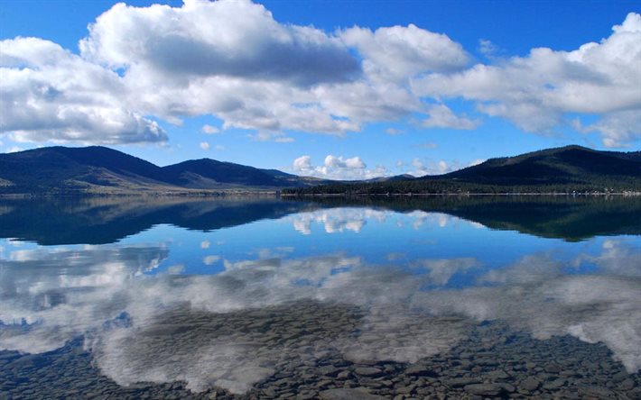natur usa, montana, flingad, vacker sjö, flathead sjö