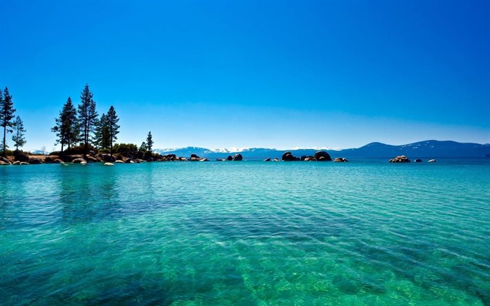el lago tahoe, lago hermoso, el lago azul, california