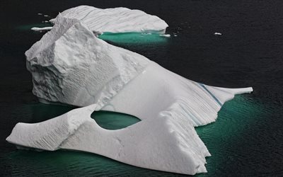 isberg, ett stort isblock, havet