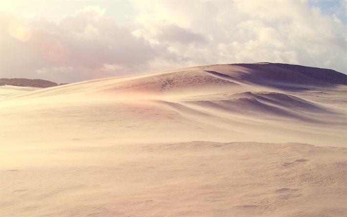 desierto, la arena, las dunas, el cielo azul