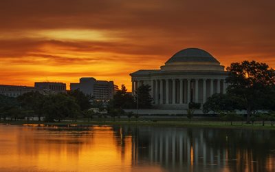 واشنطن, غروب الشمس, جيفرسون التذكاري, الولايات المتحدة الأمريكية