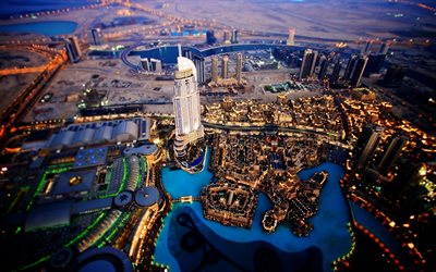 desde la altura, emiratos árabes unidos, el centro de dubai, el rascacielos de dubai