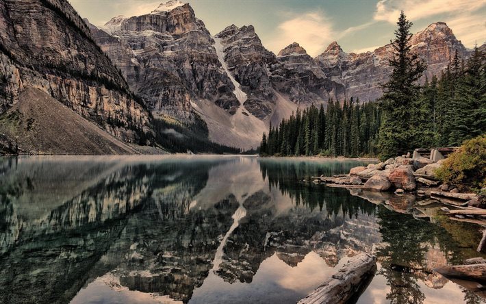 طبيعة كندا, كندا, الصورة, الثلوج, الجبال, البحيرة, بانف
