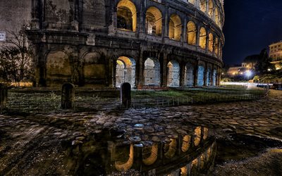 rome by night, the colosseum, italy, rome, night, the eternal city