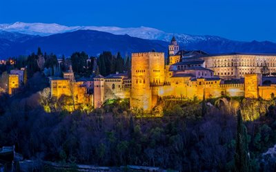 granada, slott, den gamla fästningen, alhambra, spanien