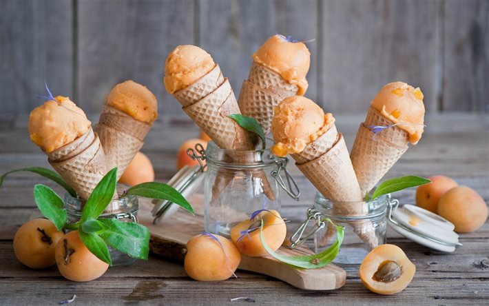 apricot ice cream, albicocche, abrikosy